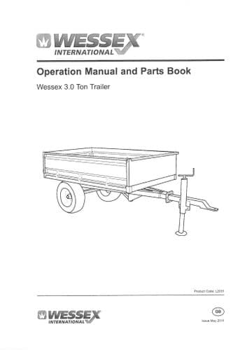 Wessex Trailer 3.0T Operators Manual with Spare Parts List