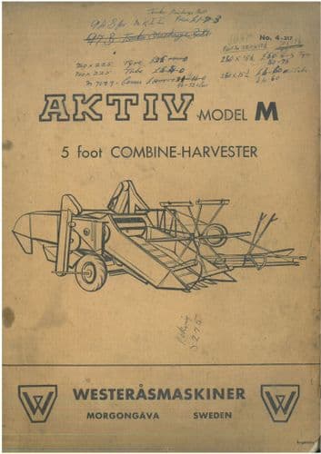 Westerasmaskiner Aktiv Model M Combine Parts Manual