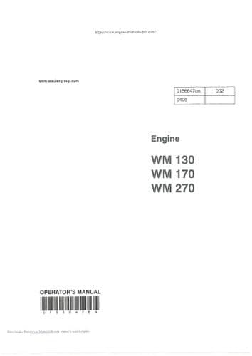 Whacker Neuson Engine WM130 WM170 WM270 Operators Manual