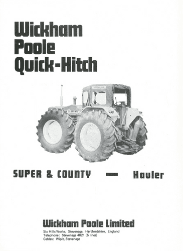 Wickham Poole Quick-Hitch Super and County 6 Hauler Unit Parts Manual
