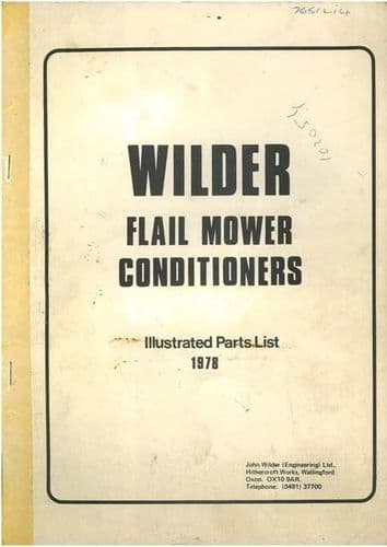 Wilder Flail Mower Conditioner Parts Manual