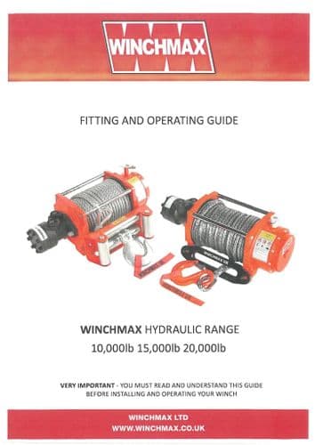 Winchmax Trailer Hydraulic Winch 10000LB 15000LB and 20000LB Operators Manual and Spare Parts List 1