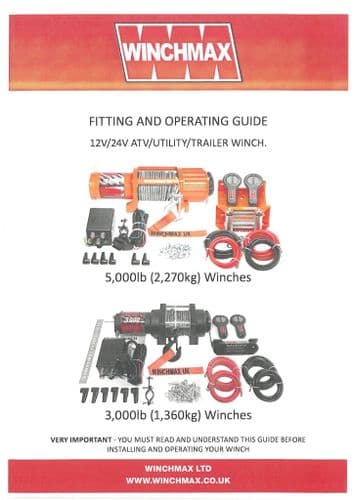 Winchmax Trailer Winch 5000LB & 3000LB Operators Manual and Spare Parts List