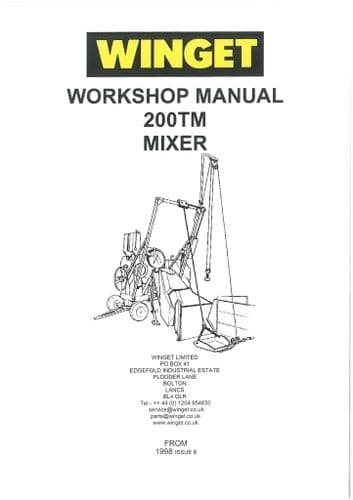 Winget Concrete Mixer 200TM Workshop Service Manual