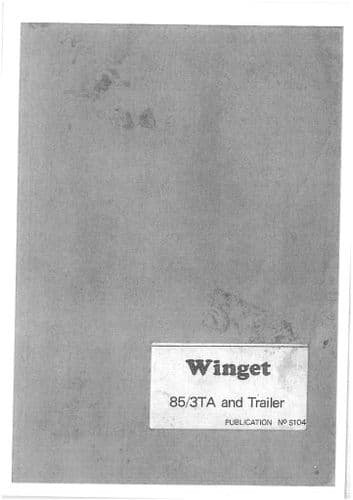 Winget Concrete Mixer 853TA and Trailer Operators & Parts Manual