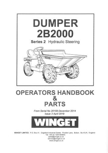 Winget Dumper 2B2000 Operators & Parts Manual