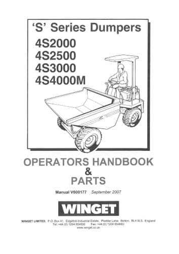 Winget Dumper 4S2000 4S2500 4S3000 4S4000M Operators and Parts Manual