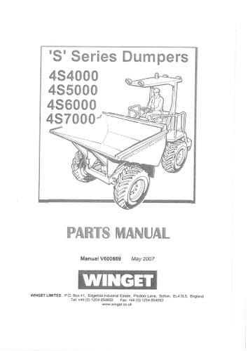 Winget Dumper 4S4000 4S5000 4S6000 4S7000 Parts Manual