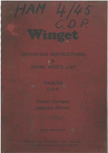Winget Dumper Four 45 C.D.P. Operators & Parts Manual