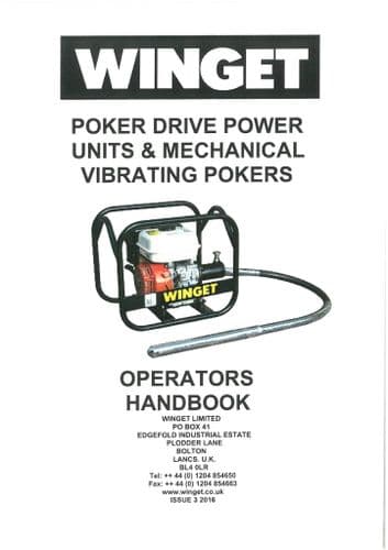 Winget Poker Drive Power Units and Mechanical Vibrating Pokers Operators Manual