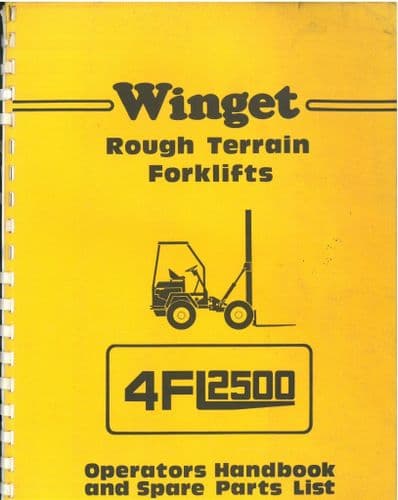 Winget Rough Terrain Forklift 4FL2500 Operators Manual and  Parts List 4 FL 2500 - 651