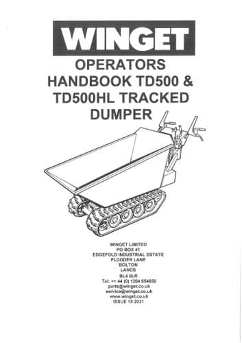 Winget Tracked Dumper TD500 Operators Manual