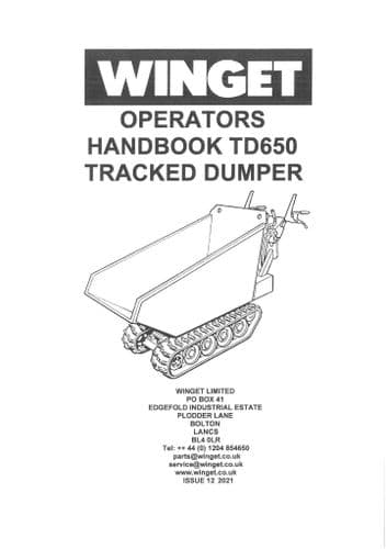 Winget Tracked Dumper TD650 Operators Manual