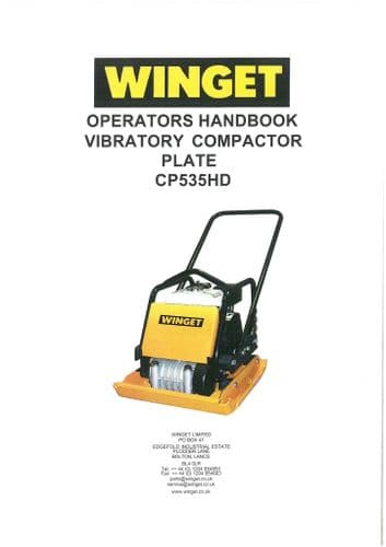 Winget Vibratory Compactor Plate CP535HD Operators Manual