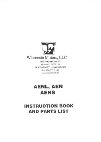 Wisconsin Air Cooled Diesel Engine Single Cylinder AENL, AEN, AENS Operators Manual