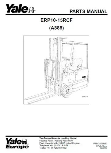 Yale Forklift ECR10-15RCF Parts Manual