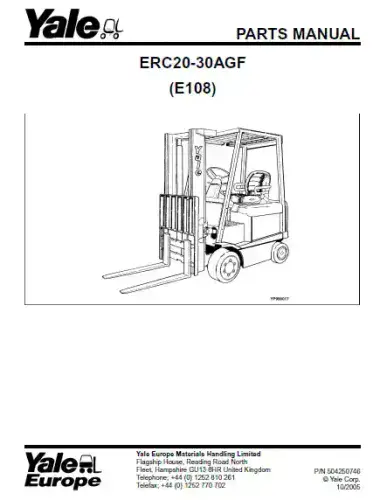 Yale Forklift ECR20-30AGF Parts Manual