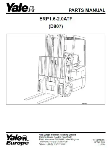 Yale Forklift ERP 1.6-2.0ATF Parts Manual