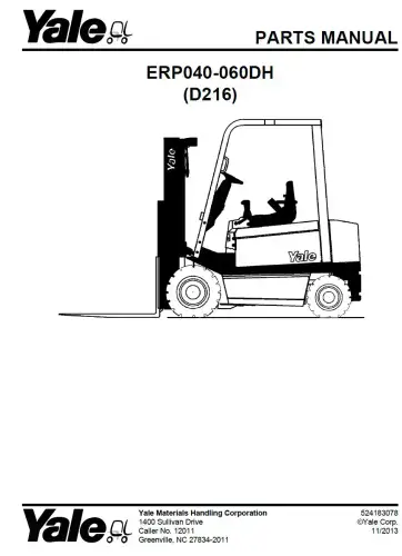 Yale Forklift ERP040-060DH Parts Manual
