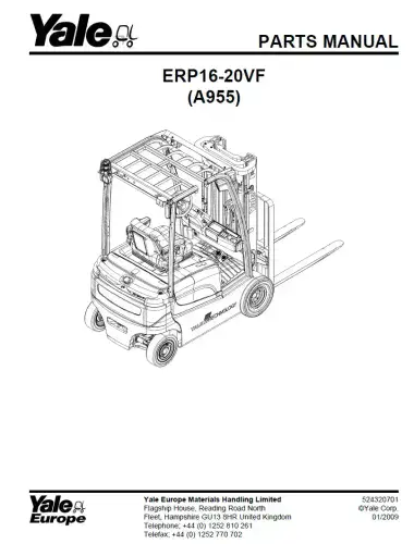 Yale Forklift ERP16-20VF Parts Manual