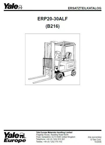 Yale Forklift ERP20-30ALF Parts Manual