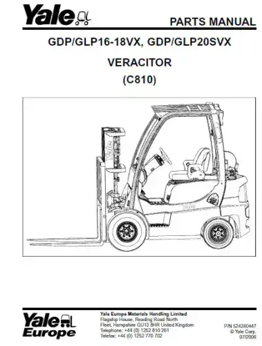 Yale Forklift GDP/GLP16-18VX, GDP/GLP20SVX VERACITOR Parts Manual