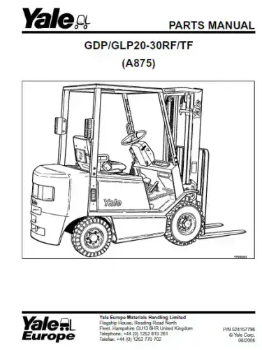 Yale Forklift GDP/GLP20-30RF/TF Parts Manual