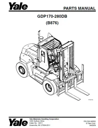 Yale Forklift GDP170-280DB Parts Manual