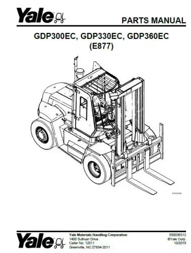 Yale Forklift GDP300EC, GDP330EC, GDP360EC  Parts Manual