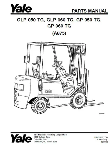 Yale Forklift GLP 050 TG, GLP 060 TG, GP 050 TG, GP 060 TG Parts Manual