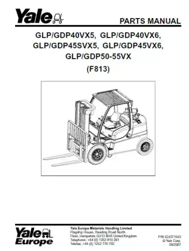 Yale Forklift GLP/GDP 40VX5, 40VX6, 45SVX5, 45VX6, 50-55VX Parts Manual