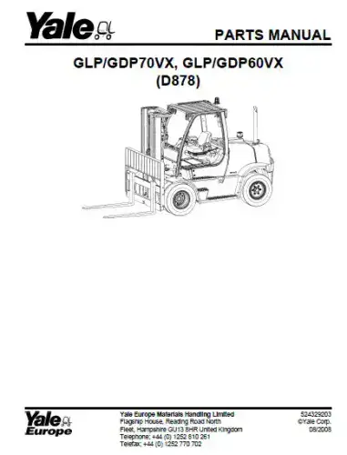 Yale Forklift GLP/GDP70VX, GLP/GDP60VX  Parts Manual