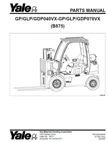 Yale Forklift GP/GLP/GD040VX-GP/GLP/GDP070VX Parts Manual