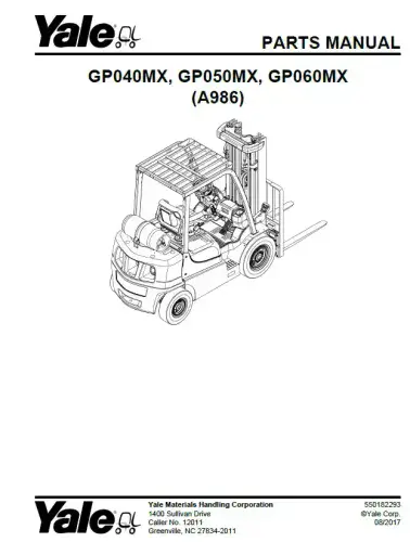 Yale Forklift GP040MX, GP050MX, GP060MX Parts Manual