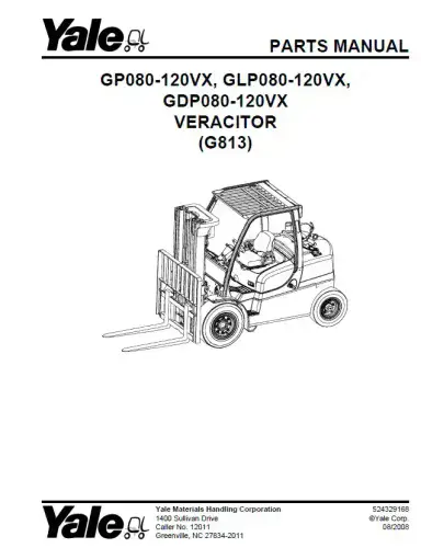 Yale Forklift GP080-120VX, GLP080-120VX, GDP080-120VX VERACITOR Parts Manual