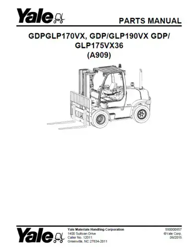 Yale Forklift GPDGLP170VX, GDP/GLP190VX GDP/GLP175VX36 Parts Manual