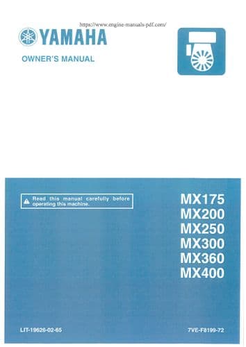 Yamaha Engine MX175 MX200 MX250 MX300 MX360 MX400 Operators Manual
