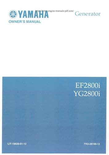 Yamaha Generator EF2800i YG2800i Operators Manual