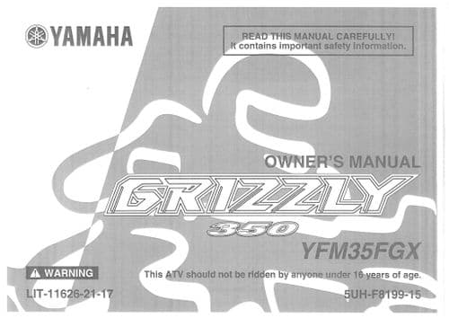 Yamaha Grizzly 350 4WD Operators Manual  - YFM35FGX