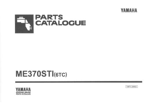 Yamaha Marine Engine ME370STI (6TC) Parts Manual