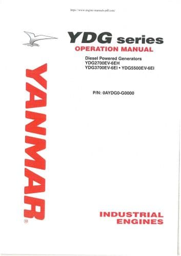 Yanmar Diesel Powered Generator YDG2700EV-6EH YDG3700EV-6EI YDG5500EV-6EI Operators Manual