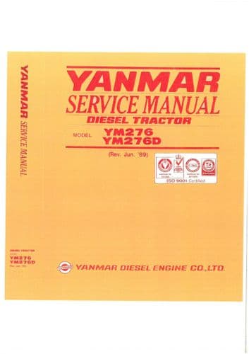 Yanmar Diesel Tractor YM276 & YM276D Service Workshop Repair Manual