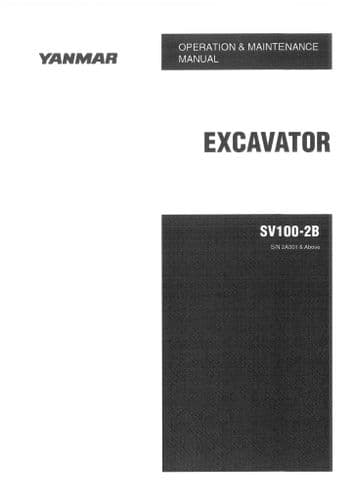 Yanmar Excavator SV100-2B Operators Manual
