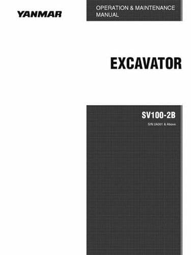 Yanmar Excavator SV100-2B Operators Manual