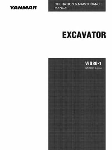 Yanmar Excavator ViO801A Operators Manual