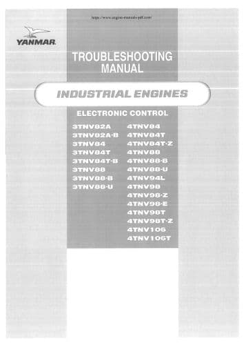 Yanmar Industrial Diesel Engine 4TNV88 4TNV88-B 4TNV88-U 4TNV94L 4TNV98 Troubleshooting Manual