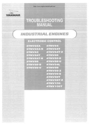 Yanmar Industrial Diesel Engine 4TNV88 4TNV88-B 4TNV88-U 4TNV94L 4TNV98 Troubleshooting Manual
