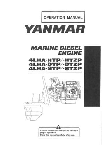 Yanmar Marine Diesel Engine 4LHA-HTP-HTZP, 4LHA-DTP-DTZP, 4LHA-STP-STZP Operators Manual