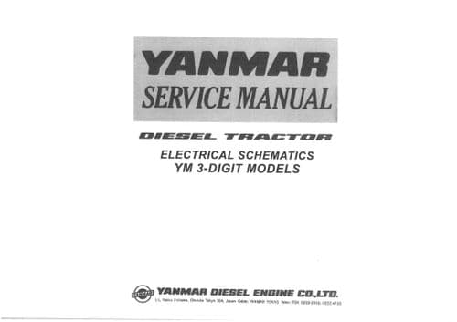Yanmar Tractor YM 3-Digit Models Electrical Schematics Service  Manual