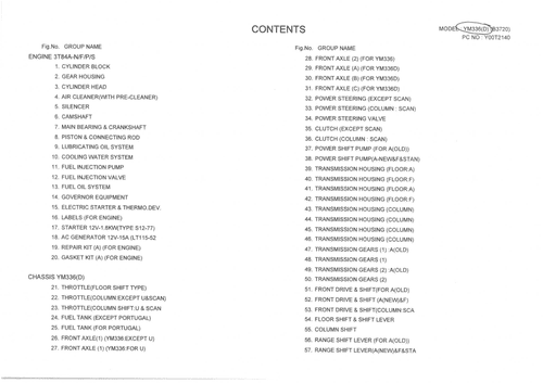 Yanmar Tractor YM336 YM336D Parts Manual